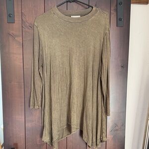 Olive Asymmetrical Hem Women's Top